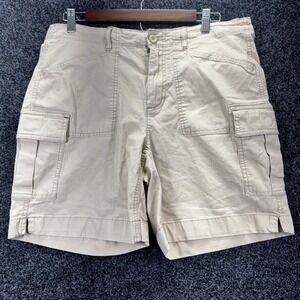 LL Bean Favorite Fit Cargo Shorts Khaki Tan Cotton Stretch Size 12 Reg 506770